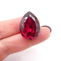 Vintage Czech Faceted Glass Teardrop Cabochon 25x18mm Rubinite - Bead Nerd