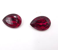 Vintage Czech Faceted Glass Teardrop Cabochon 25x18mm Rubinite - Bead Nerd