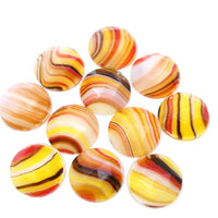 Vintage Czech Faceted Round Flatback Cabochon 18mm Yellow Brown Red Stripes - Bead Nerd
