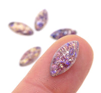 Vintage Czech Fire Opal Glass Navette 15x7mm Amethyst Opal - Bead Nerd