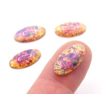Vintage Czech Fire Opal Glass Oval 18x9mm Pink Opal - Bead Nerd