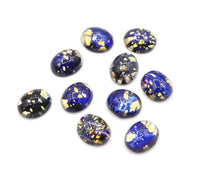 Vintage Czech Fire Opal Glass Oval Cabochon 10x8mm Black Opal - Bead Nerd