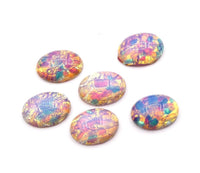 Vintage Czech Fire Opal Glass Oval Flatback Cabochon 14x10mm Pink Opal - Bead Nerd
