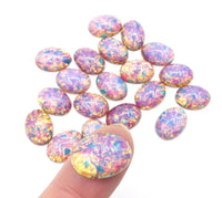 Vintage Czech Fire Opal Glass Oval Flatback Cabochon 18x13mm Pink Opal - Bead Nerd