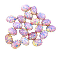 Vintage Czech Fire Opal Glass Oval Flatback Cabochon 18x13mm Pink Opal - Bead Nerd