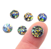 Vintage Czech Fire Opal Opal Round Flatback Cabochon 11mm Black Opal - Bead Nerd