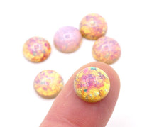 Vintage Czech Fire Opal Opal Round Flatback Cabochon 11mm Pink Opal - Bead Nerd
