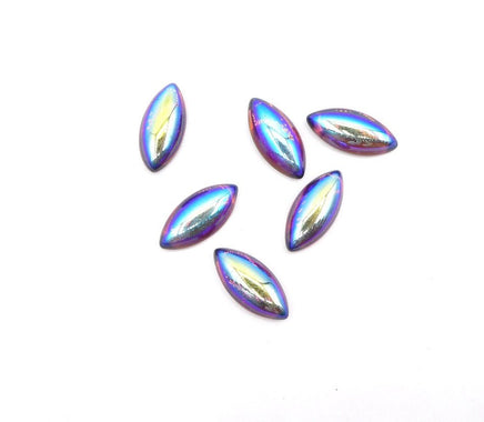 Vintage Czech Glass Dome Navettes 15x7mm Amethyst AB - Bead Nerd
