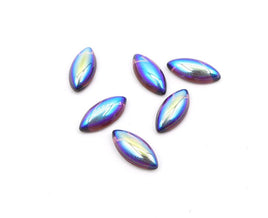 Vintage Czech Glass Dome Navettes 15x7mm Amethyst AB - Bead Nerd