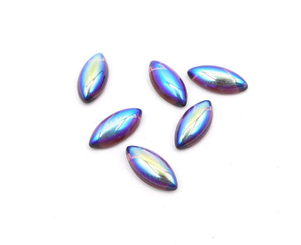 Vintage Czech Glass Dome Navettes 15x7mm Amethyst AB - Bead Nerd