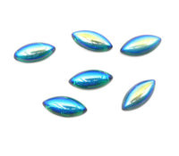 Vintage Czech Glass Dome Navettes 15x7mm Emerald AB - Bead Nerd