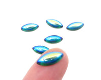 Vintage Czech Glass Dome Navettes 15x7mm Emerald AB - Bead Nerd
