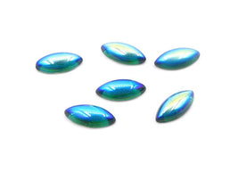 Vintage Czech Glass Dome Navettes 15x7mm Emerald AB - Bead Nerd