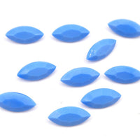 Vintage Czech Glass Faceted Navettes 15x7mm Turquoise - Bead Nerd