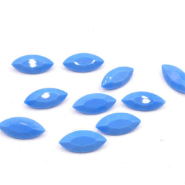 Vintage Czech Glass Faceted Navettes 15x7mm Turquoise - Bead Nerd