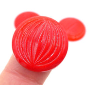 Vintage Czech Grooved Round Glass Cabochon 22mm Opaque Red - Bead Nerd