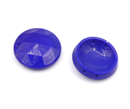 Vintage Czech Nailhead Round Bead with 2 holes 25mm Opaque Blue - Bead Nerd