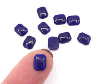 Vintage Czech Smooth Glass Octagon Cabochon 8x6mm Lapis Blue - Bead Nerd