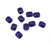 Vintage Czech Smooth Glass Octagon Cabochon 8x6mm Lapis Blue - Bead Nerd