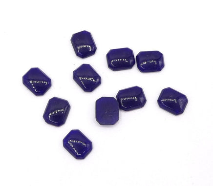 Vintage Czech Smooth Glass Octagon Cabochon 8x6mm Lapis Blue - Bead Nerd