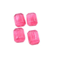 Vintage Japanese Beveled Glass Rectangle Flatback Cabochon 20x15mm Rose Swirl - Bead Nerd
