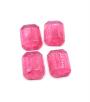 Vintage Japanese Beveled Glass Rectangle Flatback Cabochon 20x15mm Rose Swirl - Bead Nerd