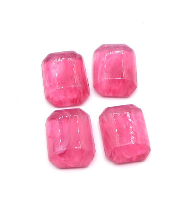 Vintage Japanese Beveled Glass Rectangle Flatback Cabochon 20x15mm Rose Swirl - Bead Nerd