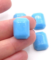 Vintage Japanese Beveled Glass Rectangle Flatback Cabochon 20x15mm Turquoise - Bead Nerd