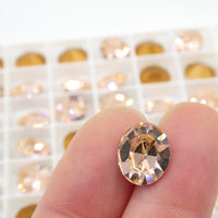 Vintage Swarovski Crystal Oval Rhinestone 12x10mm Light Peach - Bead Nerd