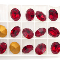 Vintage Swarovski Crystal Oval Rhinestone 12x10mm Siam - Bead Nerd