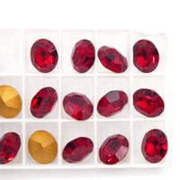 Vintage Swarovski Crystal Oval Rhinestone 12x10mm Siam - Bead Nerd