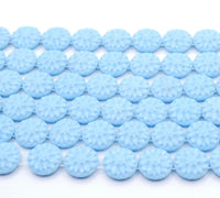 West German 2 - hole Floral Glass Beads 14mm Turquoise - Bead Nerd