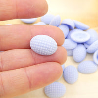 West German Dotty Dome Glass Oval Cabochon 18x13mm Light Opaque Blue - Bead Nerd