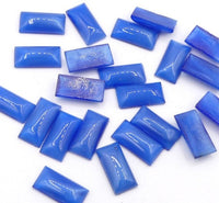 West German Glass Dome Rectangle Cabochon 14x7mm Sapphire Blue Moonstone - Bead Nerd