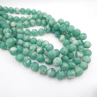 West German Lucite Beads Green and White Marble 14mm - Bead Nerd