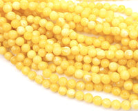 West German Lucite Round Beads 8mm Lemon Yellow Marble 2mm hole - Bead Nerd