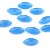 West German Smooth Glass Navettes 15x7mm Aqua Moonstone - Bead Nerd