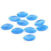 West German Smooth Glass Navettes 15x7mm Aqua Moonstone - Bead Nerd