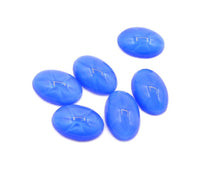 West German Star Glass Oval Cabochon 16x12mm Light Sapphire Moonstone - Bead Nerd