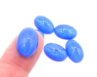 West German Star Glass Oval Cabochon 16x12mm Light Sapphire Moonstone - Bead Nerd