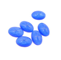 West German Star Glass Oval Cabochon 16x12mm Light Sapphire Moonstone - Bead Nerd
