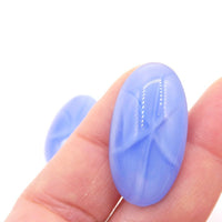 West German Star Glass Oval Cabochon 32x16mm Light Sapphire Moonstone - Bead Nerd