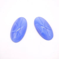 West German Star Glass Oval Cabochon 32x16mm Light Sapphire Moonstone - Bead Nerd